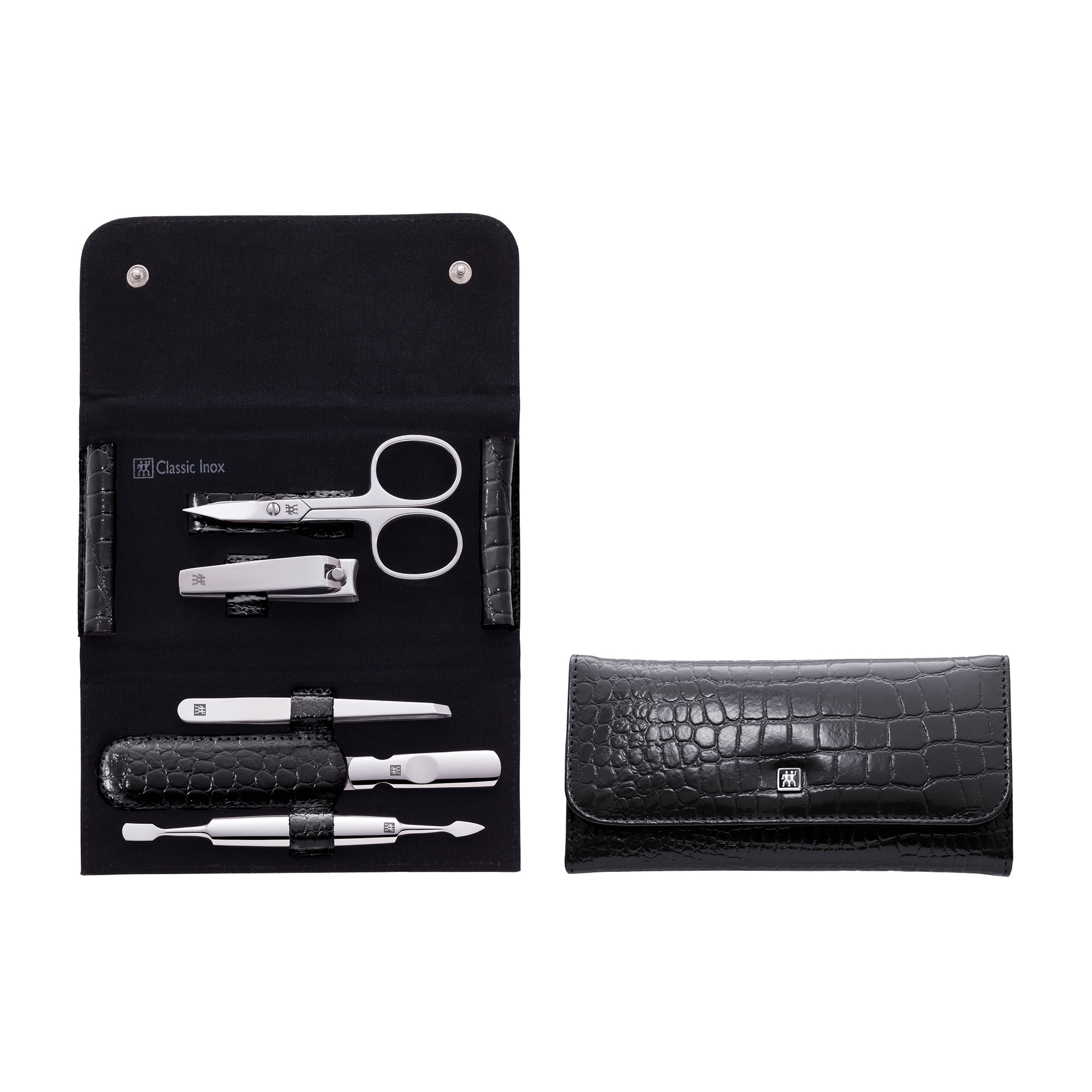 ZWILLING Manicure Set Pedicure Kit, Nail Care Complete Set, Cowhide, Croco Edition, 5 Pieces