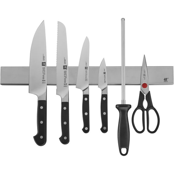 ZWILLING Pro 7-pc Knife Set w 17.5" Stainless Magnetic Knife Bar