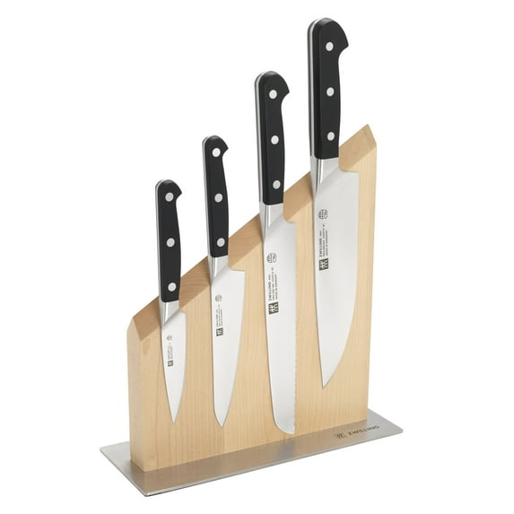 ZWILLING Pro Magnetic Knife Block Set - Made in Germany - 5 Piece, Birchwood Block