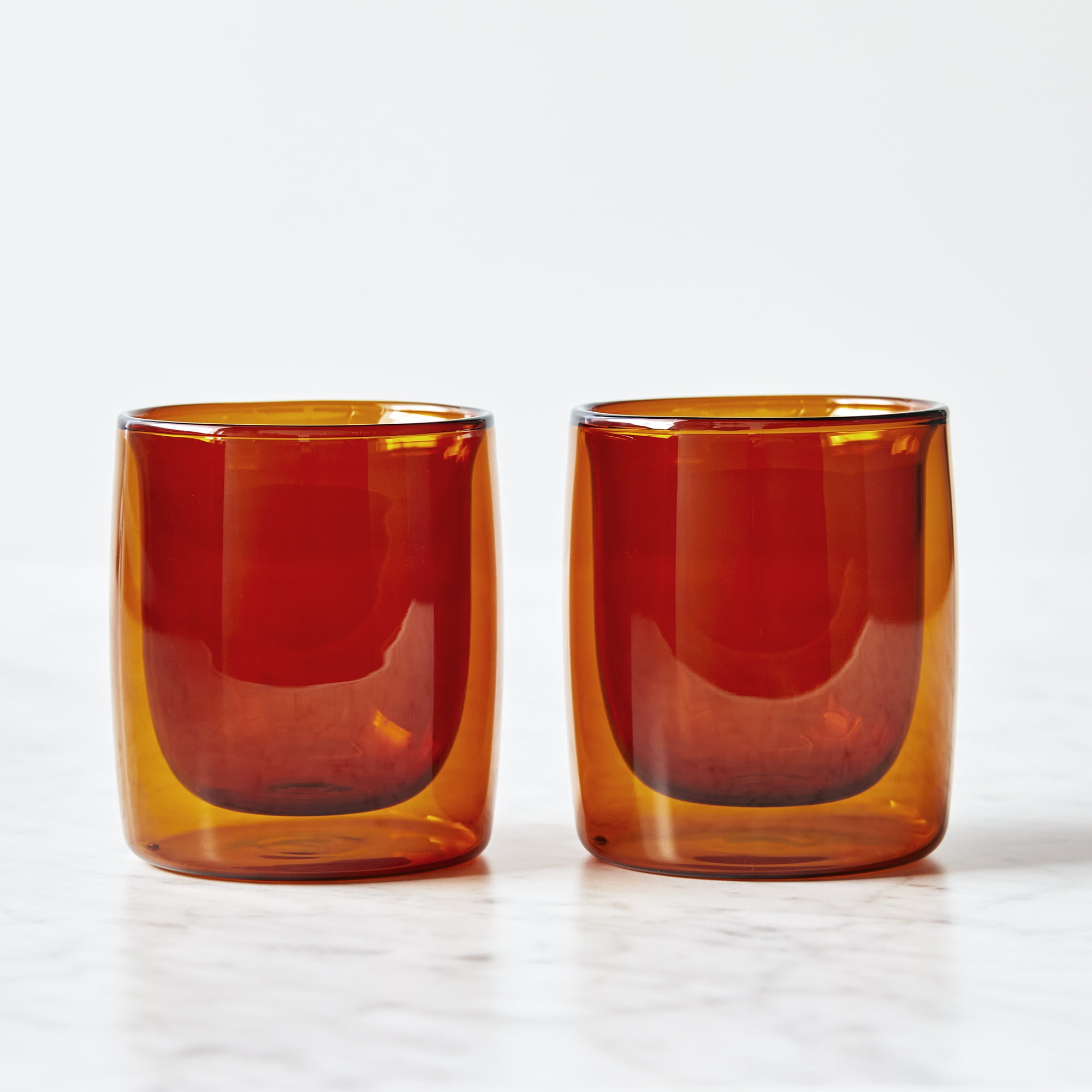 Amber Double-Wall Borosilicate Glass Tumbler Set