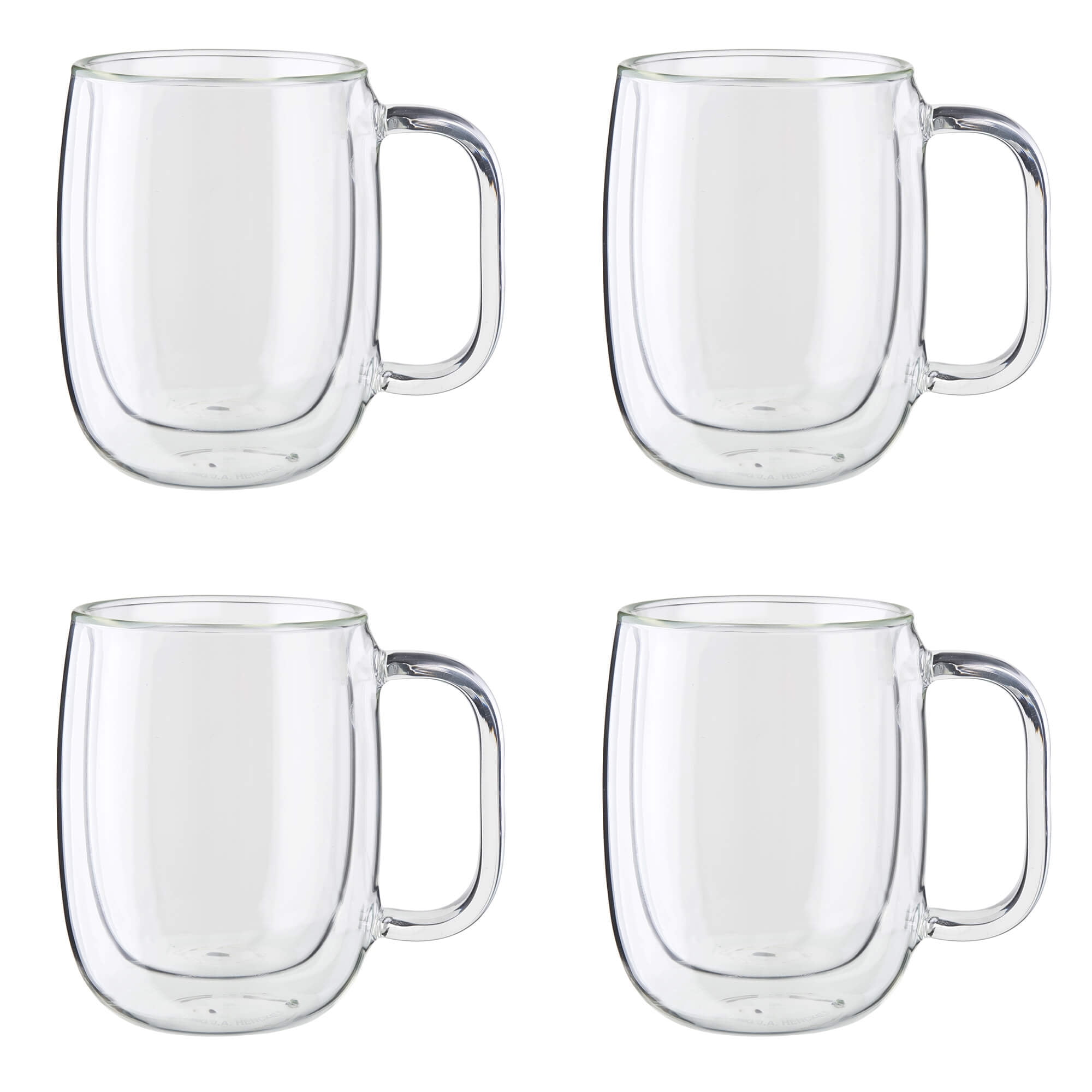 Sorrento Plus Clear Double Wall Glass Coffee Mugs, Set of 4