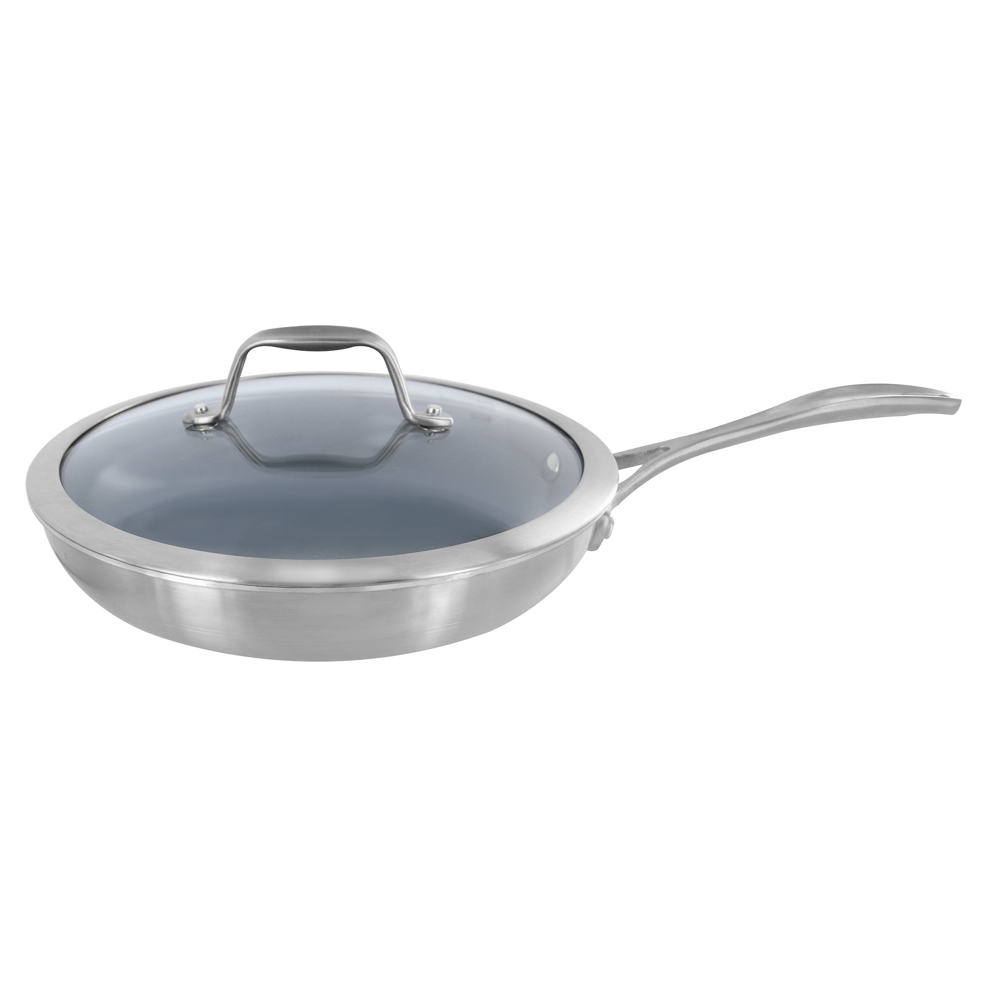 9.5-inch Stainless Steel Ceramic Nonstick Fry Pan with Lid
