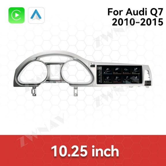 ZWNAV 10.25 inch Car Radio/Android 12.0 CarPlay All-in-one Screen Multimedia Player Navigation/4G WiFi Head Unit Designed for Audi Q7 2010-2015 Models