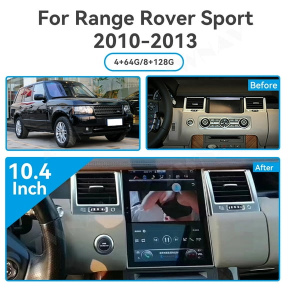 ZWNAV 10.4 Inch Android 13 Car Radio for Land Rover Range Rover Sport 2010-2013 Stereo Upgrade Tesla Style IPS Touch Screen Android Auto GPS Navigation Head Unit Multimedia Player