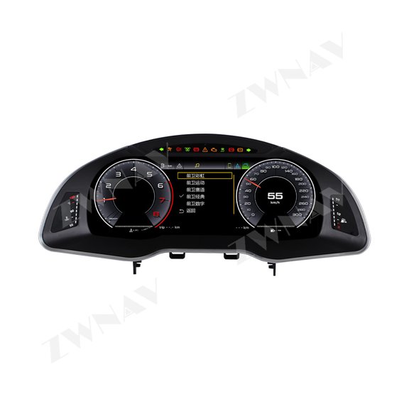 ZWNAV 12.3 inch Carplay Car Digital Cluster For Audi R8 2007-2015 LCD Instrument Panel Speedometer Odometer Android Navigation Dash