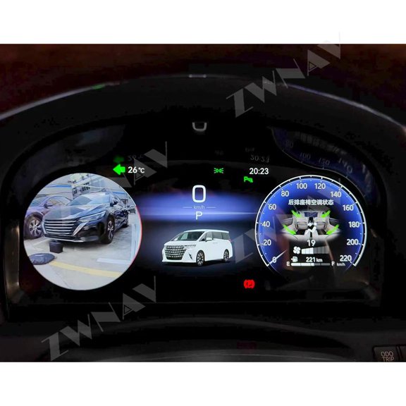 ZWNAV 12.3 inch Carplay Car Digital Cluster For Toyota Alphard LCD Instrument Panel Speedometer Odometer Android Navigation Dash