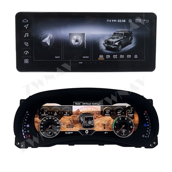 ZWNAV 12.3 inch For Jeep Wrangler 2011-2017 LCD Dashboard Car Auto Radio Android 13 Multimedia Player Car Radio Stereo Head Unit
