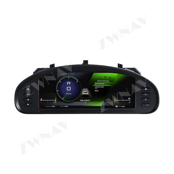 ZWNAV 12.3 inch LCD Dashboard Cluster For Peugeot 407 2004-2010 Digital Virtual Instrument Panel Meter Wireless Carplay Speedmeter Stereo