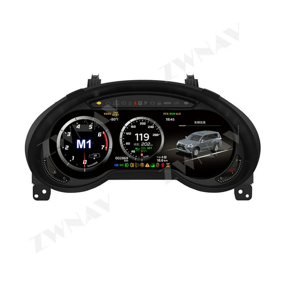 ZWNAV 12.3 inch LCD Linux For Lexus GX GX460 2010-2023 Car Multimedia Instrument Dashboard Display Head Unit GPS Navigation