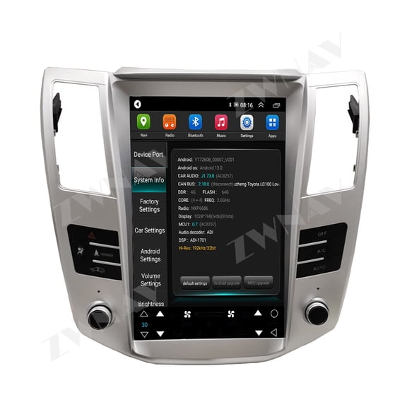 ZWNAV 12.8 inch car radio for Lexus RX330 2004-2008 Android 13 CarPlay GPS Navigation Multimedia Player Head Unit