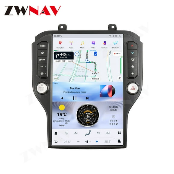 ZWNAV 14.4 Inch Qualcomm Android 11 Car Radio for Ford Mustang 2015-2020 Stereo Upgrade Tesla Style Dash IPS Touch Screen Android Auto GPS Navigation Head Unit Audio Multimedia Player
