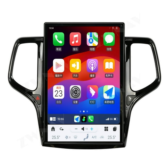 ZWNAV 14.4 Inch Qualcomm Android 13 Car Radio for Jeep Grand Cherokee 2014-2024 Stereo Upgrade Tesla Style IPS Touch Screen Android Auto GPS Navigation Head Unit Multimedia Player(Black)