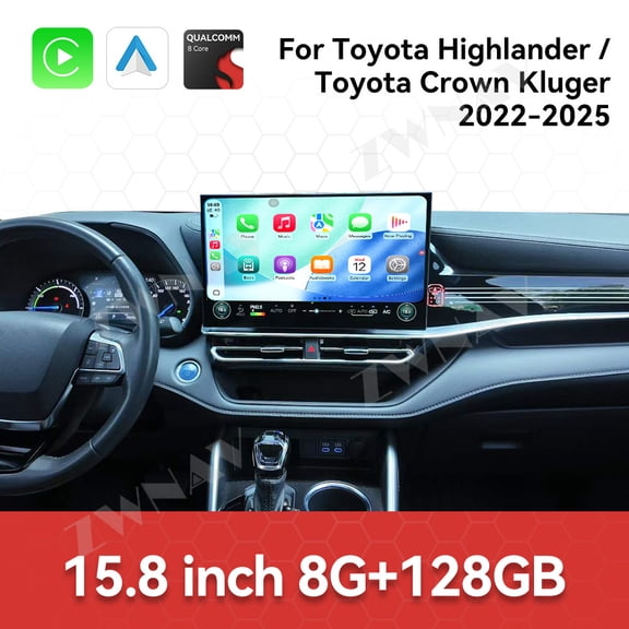 ZWNAV 15.8” Tesla style Car Radio For Toyota Highlander 2022-2025/Crown Kluger 2022-2025 Android 13 Retains Factory System Wireless CarPlay Android Auto Bluetooth GPS