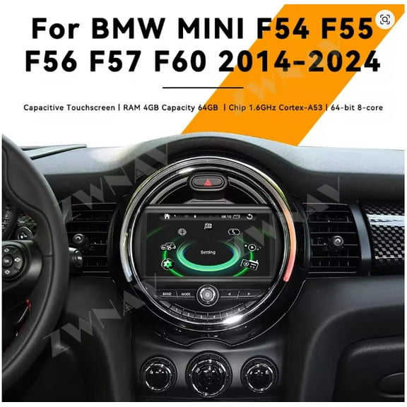 ZWNAV 7 inch car radio for BMW Mini Cooper F54 F55 F56 F57 F60 2014-2024 Android 13 CarPlay GPS Navigation Multimedia Player Head Unit