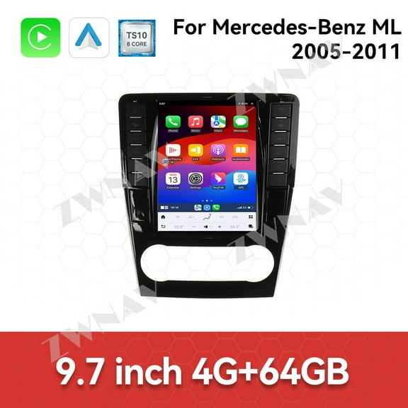 ZWNAV 9.7 inch Car Radio For Mercedes-Benz GL ML W164 X164 2005-2011 Android 14 Radio Tesla Car Multimedia Player GPS Navi Head Unit