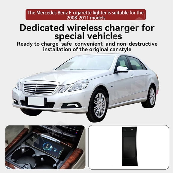 ZWNAV AI car Auto wireless charger for the Mercedes Benz E-cigarette lighter is suitable for the 2008-2011 models aresuitable Intelligent Infrared Fast Wireless Charging