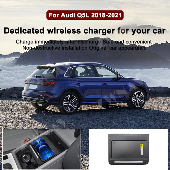 ZWNAV AI car Auto wireless charger for Audi Q5L 2018-2021 Intelligent Infrared Fast Wireless Charging