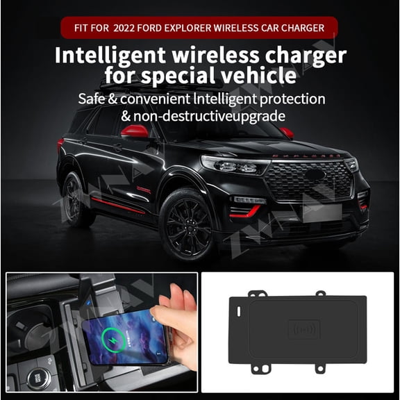 ZWNAV AI car Auto wireless charger for Ford Explorers 2022-2023 Intelligent Infrared Fast Wireless Charging