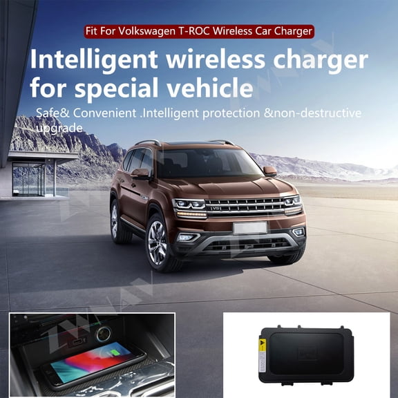 ZWNAV AI car Auto wireless charger for Volkswagen T-ROC Intelligent Infrared Fast Wireless Charging