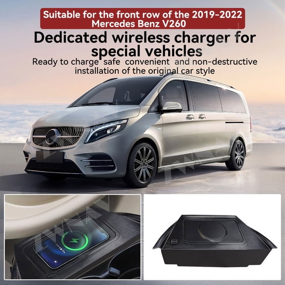 ZWNAV AI car Auto wireless charger for the front row of the 2019-2022 Mercedes Benz V260 Intelligent Infrared Fast Wireless Charging