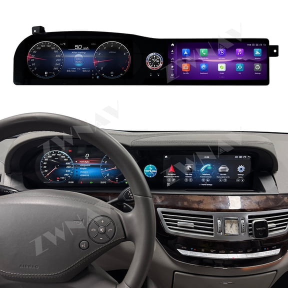 ZWNAV Dual 12.3 inch For Mercedes Benz S Class W221 2006-2013 Car Multimedia Radio Player 3-in-1 Integrated LCD Android Screen GPS Navigation