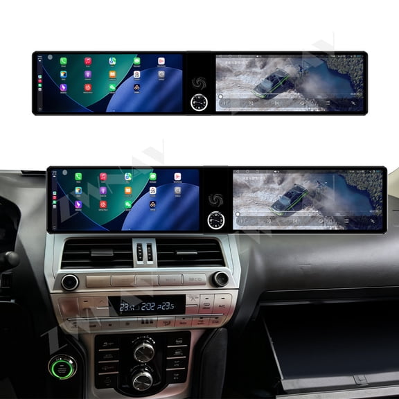 ZWNAV Dual 12.3 inch Touch Screen Android 13 Qualcomm 8 CORE Carplay Car Radio For Toyota Land Cruiser Prado 2018-2022 Car GPS Navigation Multimedia
