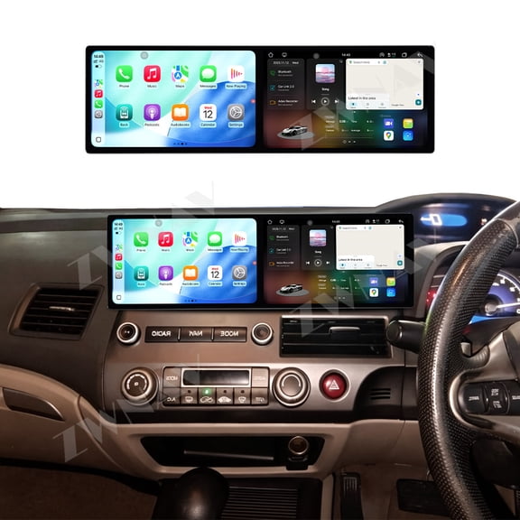 ZWNAV Dual 9.1 inch Screen Car Radio For Honda Civic 2006-2011 Android 15 Multimedia Player GPS Navigation Auto DSP Stereo Host