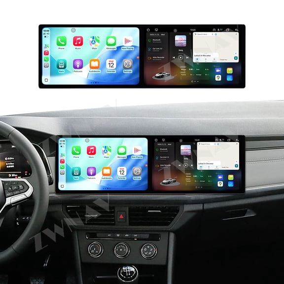 ZWNAV Dual Screen 10.1 inch Android 14 for Volkswagen Bora 2023-2025 Car GPS Navigation, Front Passenger, Wireless Carplay Car Radio 4G DS