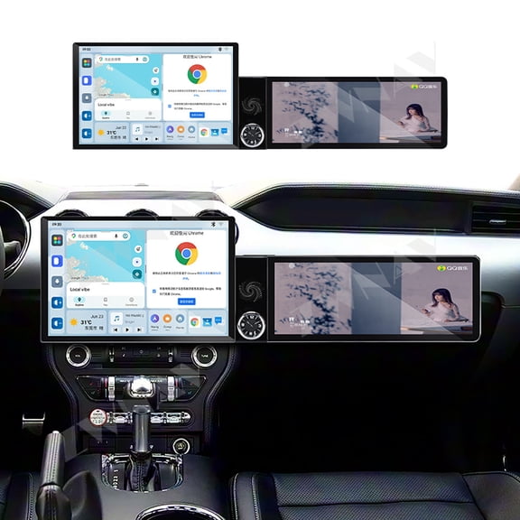 ZWNAV Dual Screen 13.1 inch+12.3 inch Android 13 Carplay Car Radio for Ford Mustang 2015-2019 Car GPS Navigation Multimedia