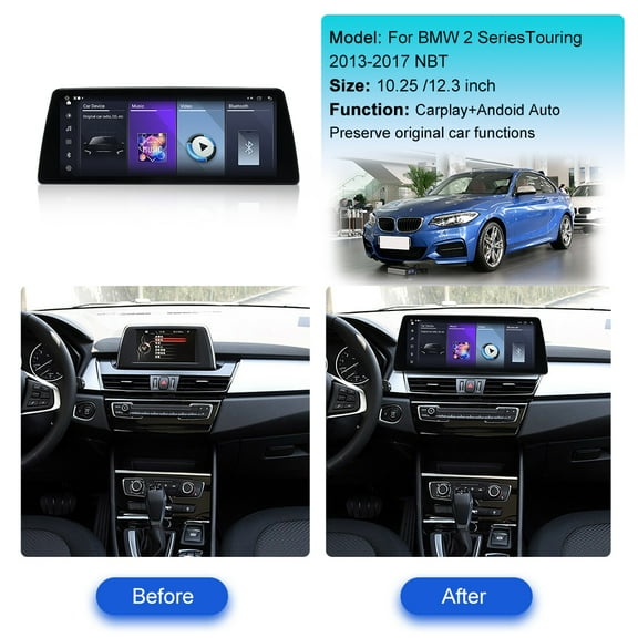 ZWNAV Ultra-Thin 10.25 inch Wireless CarPlay+Android Auto Retain Original Car Function Car Radio Stereo Multimedia Receiver for BMW 2 Series Touring 2013-2017 Compatible with Original Car NBT System