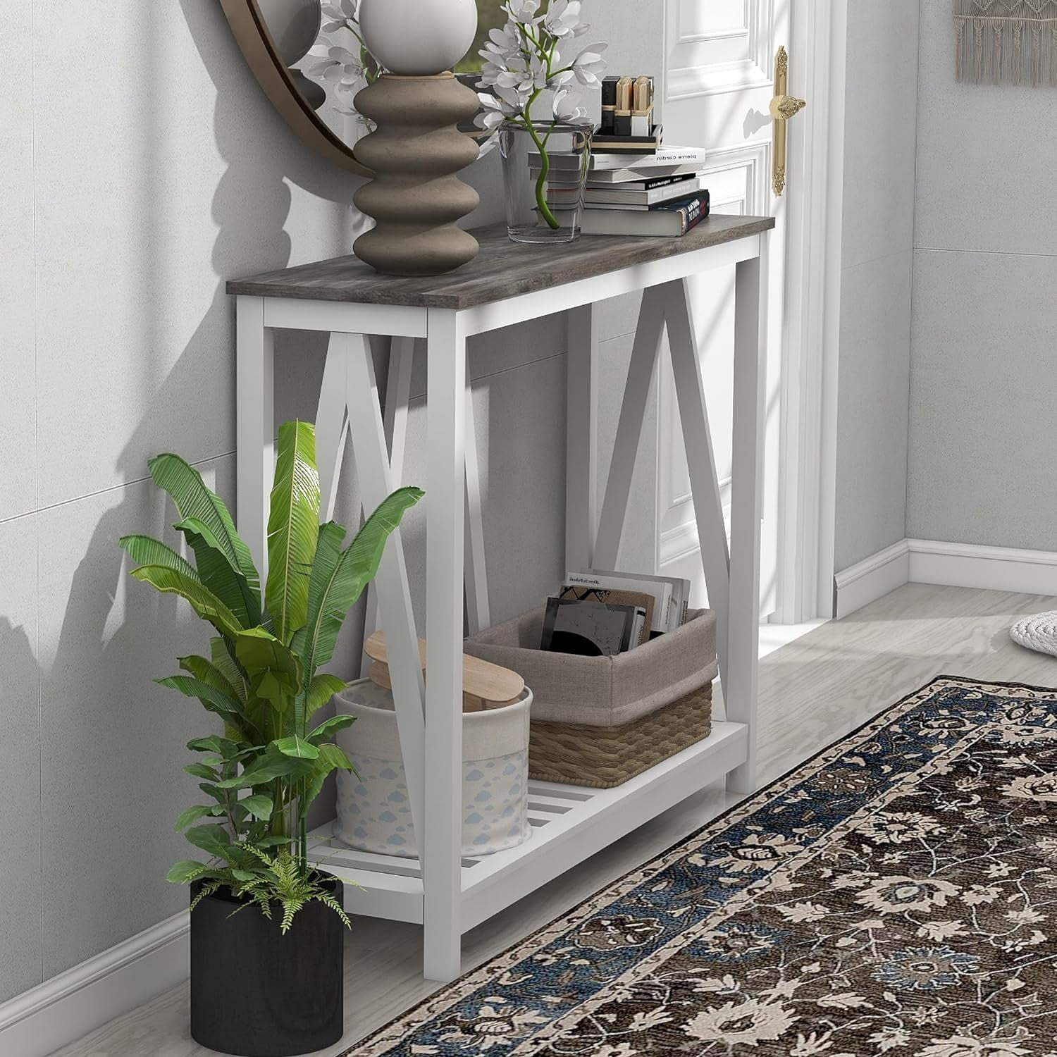 ZWNLKQG Farmhouse Entryway Console 39.3inch Sofa Behind The Couch ...