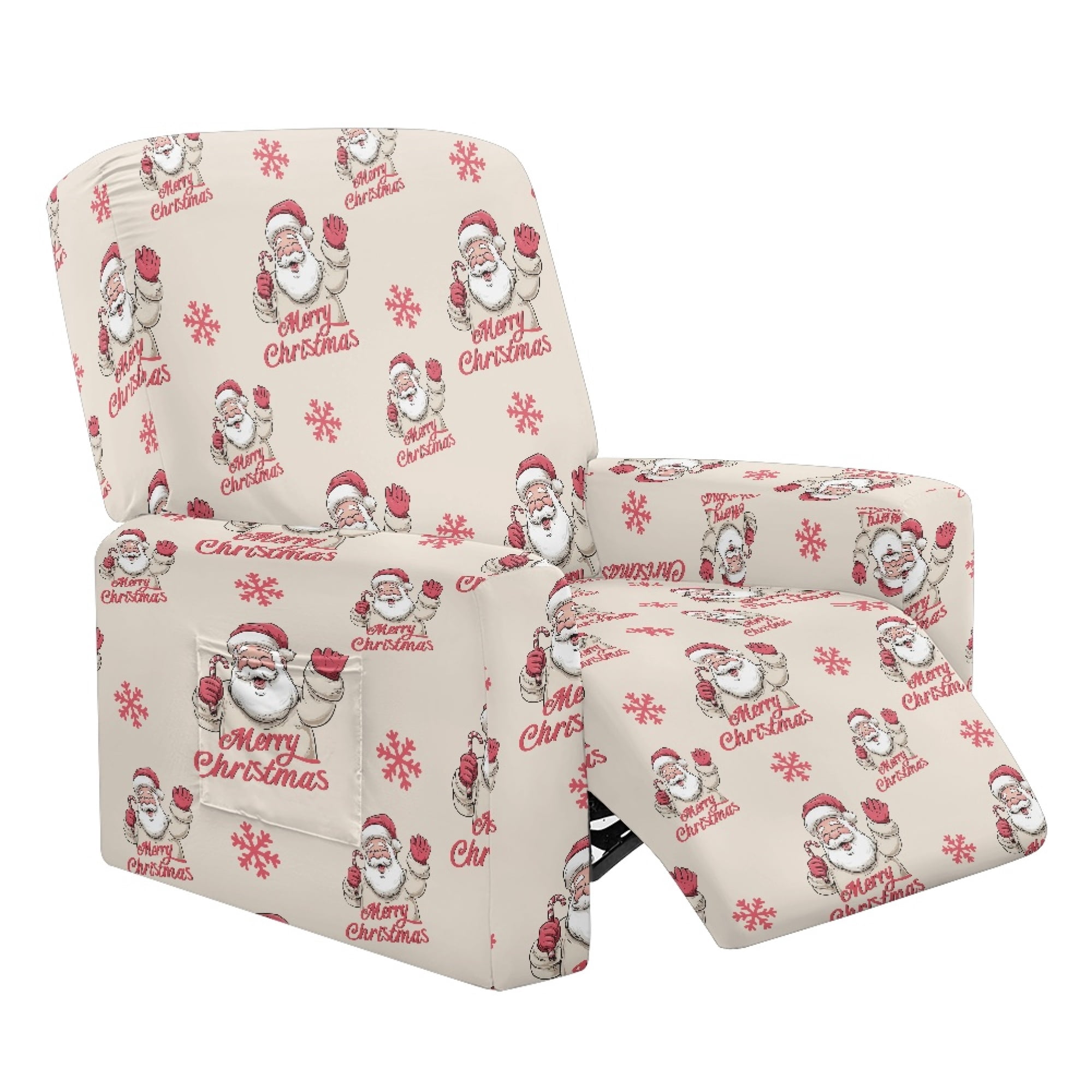 ZWPINITUP 4 Pack Santa Claus Snowflake Pattern Recliner Chair Covers ...
