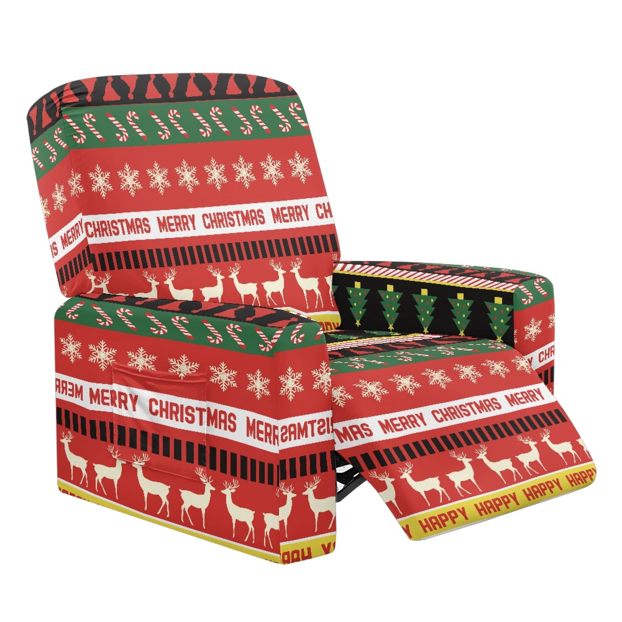 ZWPINITUP Candy Cane Snowflake Pattern Recliner Chair Covers, Brushed ...