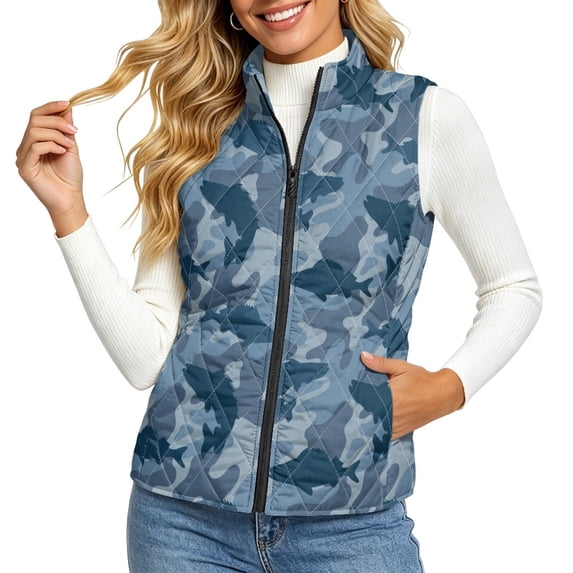 ZWPINITUP Casual Women's quilted jacket vest for Fall Hiking, Polyester ...