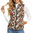 ZWPINITUP Christmas Checker Pattern Quilted jacket vest Zip with ...