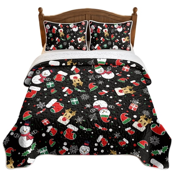 ZWPINITUP Christmas Icons 3 Piece Lightweight Coverlet Set, Polyester ...