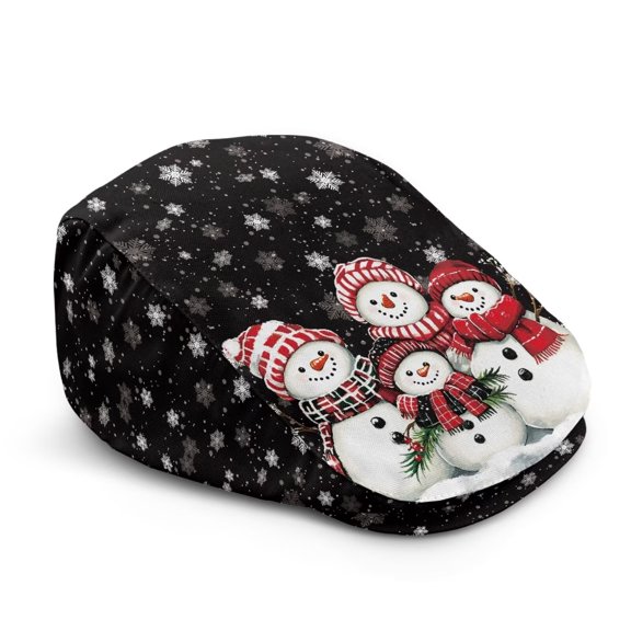 ZWPINITUP Christmas Snowmen Snowflakes Men's Newsboy Cap Adjustable Flat Ivy Cabbie Hat for Women, Holiday Driving Hat Suitable for Holiday Party