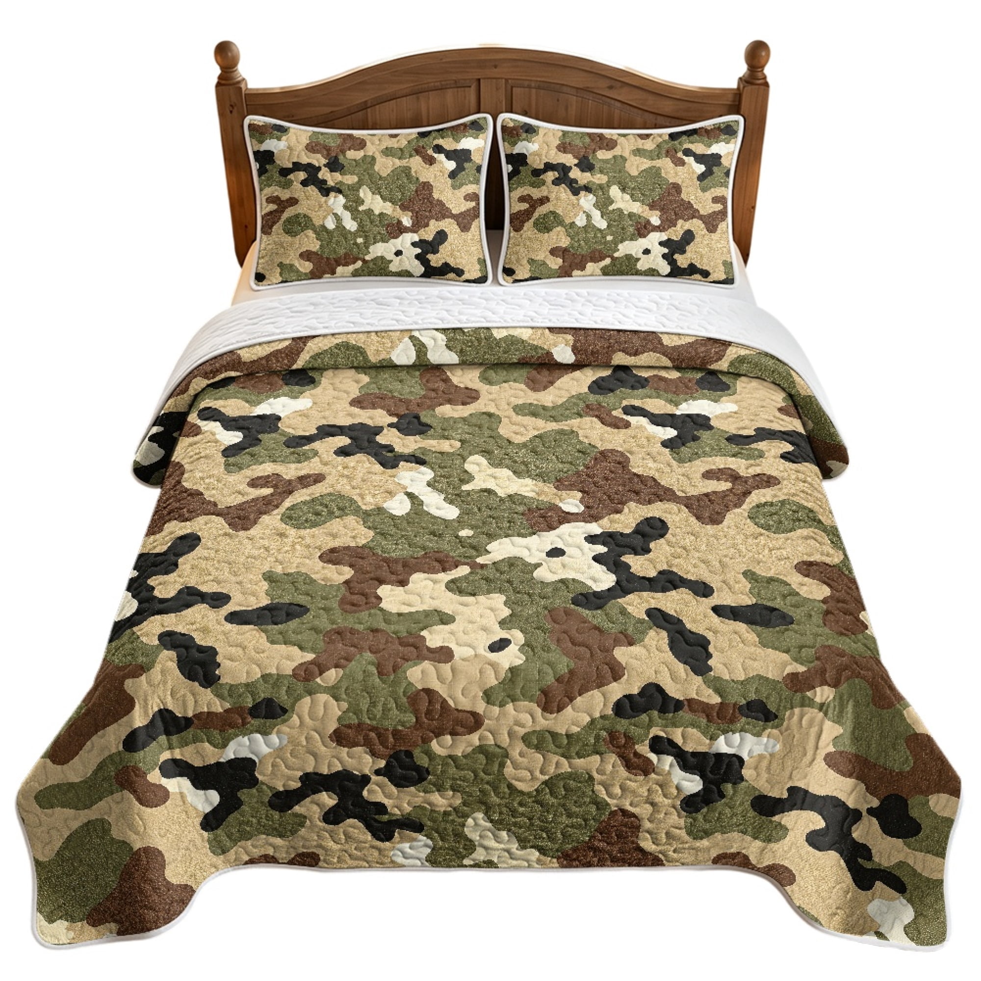 ZWPINITUP Classic Camouflage Theme 3-Piece Quilted Coverlet, Easy Care ...