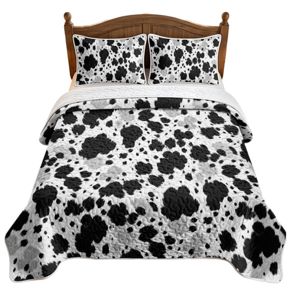 ZWPINITUP Cow Print Decoration 3 Pieces Easy Care Coverlet, Polyester ...