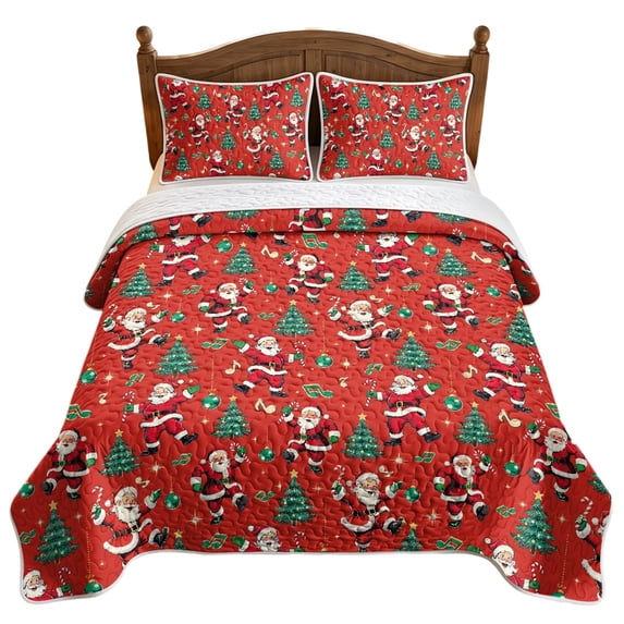 Yule Pattern ZWPINITUP Dancing Santa Christmas Pattern 3-Piece Lightweight Comforter ...