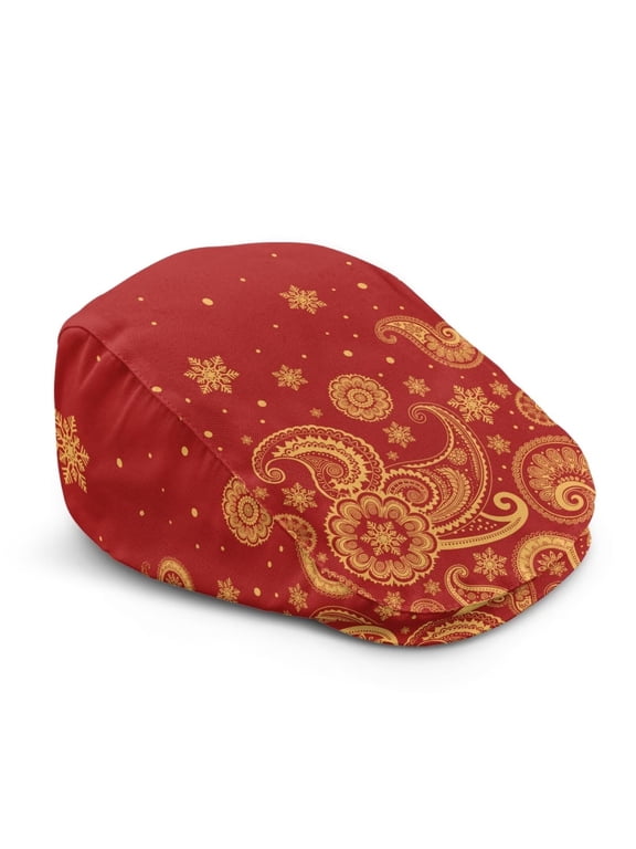 Gold Tribal Snowflakes Flat Cap for Men Breathable Newsboy Ivy Cabbie Hat Winter Outdoor Hat Perfect for Cold Weather