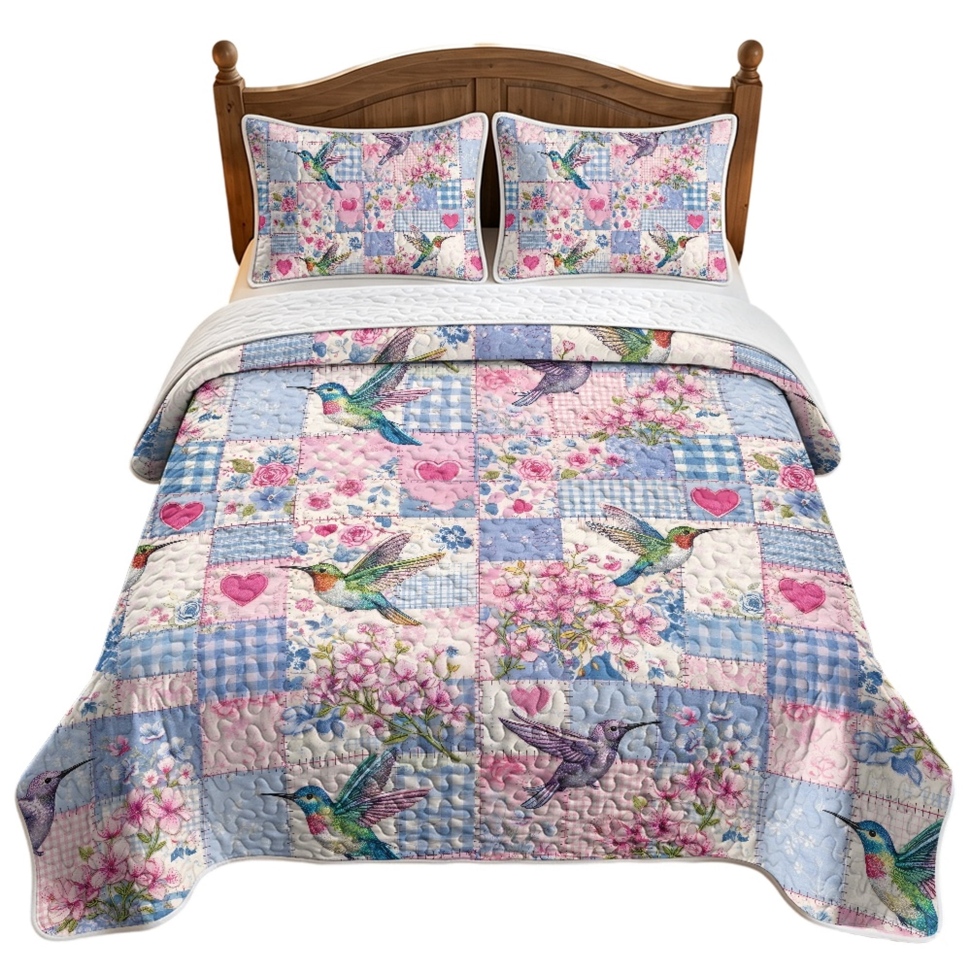 ZWPINITUP Hummingbird Floral Patchwork Decoration All Season Bed Sets ...