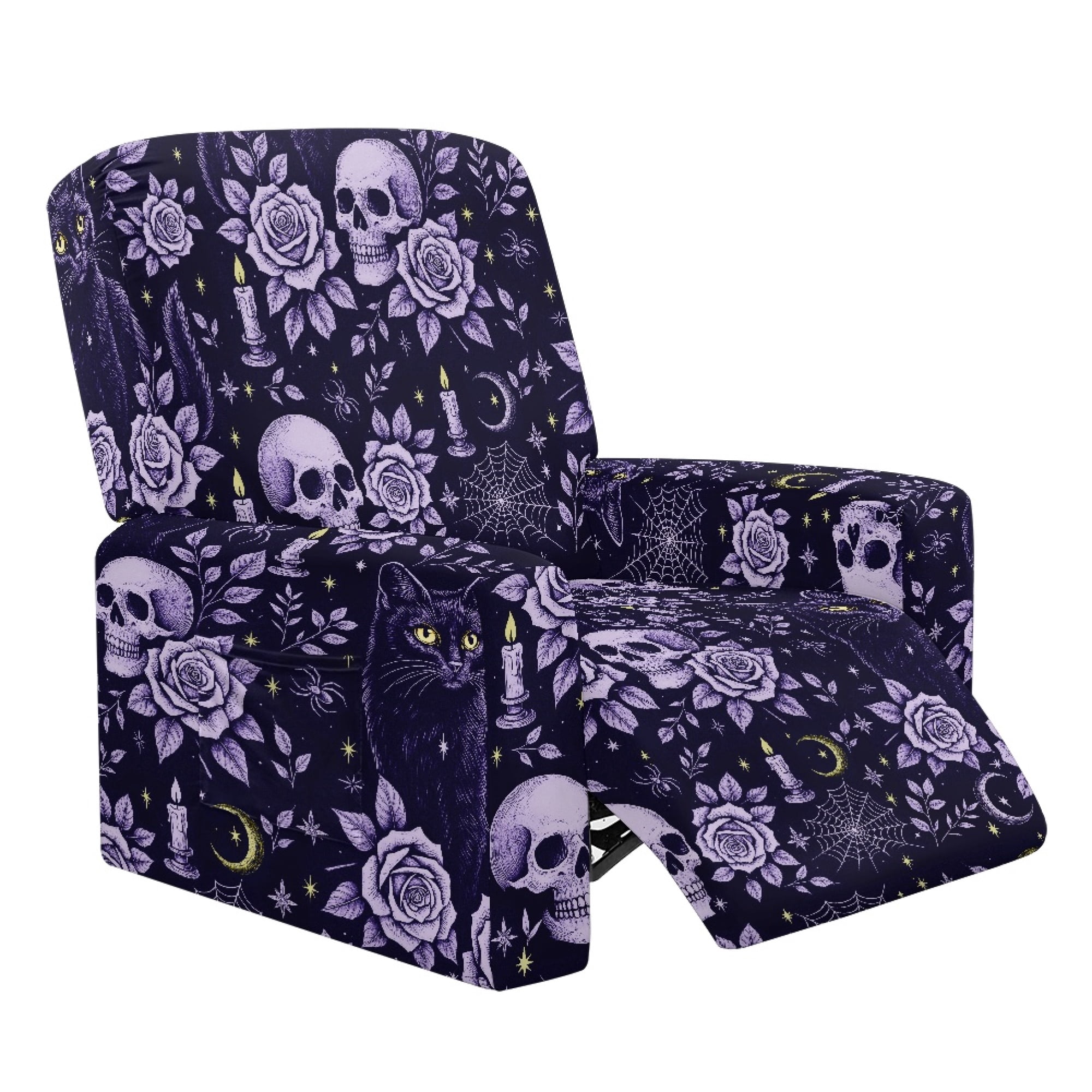 ZWPINITUP Skull and Rose Pattern Recliner Chair Covers, Brushed ...