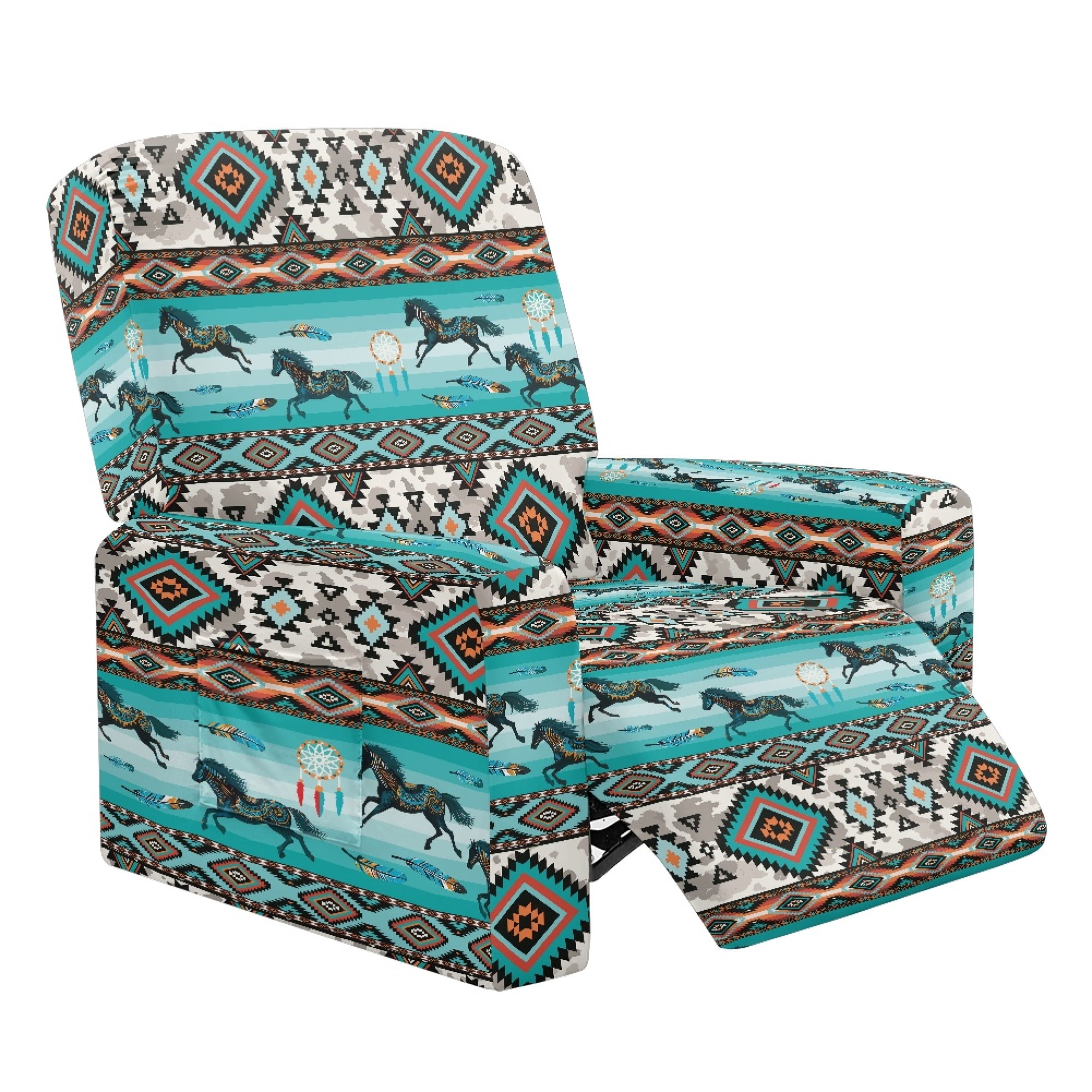 ZWPINITUP Southwest Tribal Horse Pattern Recliner Chair Covers, Brushed ...