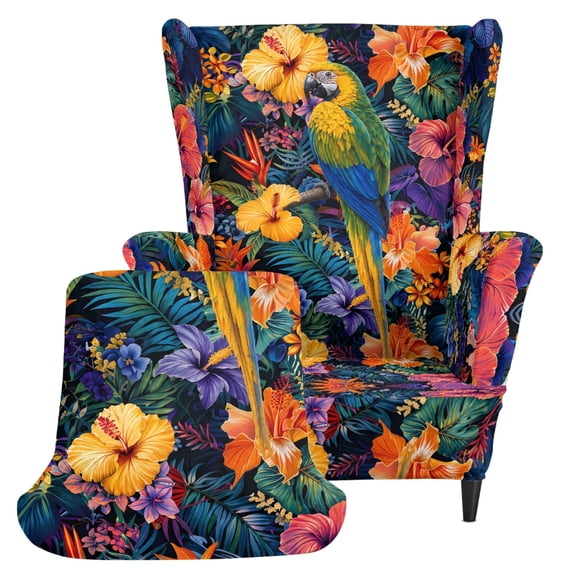 ZWPINITUP Tropical Parrot Wingback Armchair Covers 2 Piece Set Wing ...