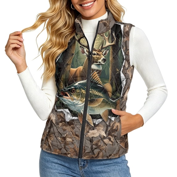ZWPINITUP Zip up Padded Gilet Jacket for Cold Weather Work, Deer Bass ...