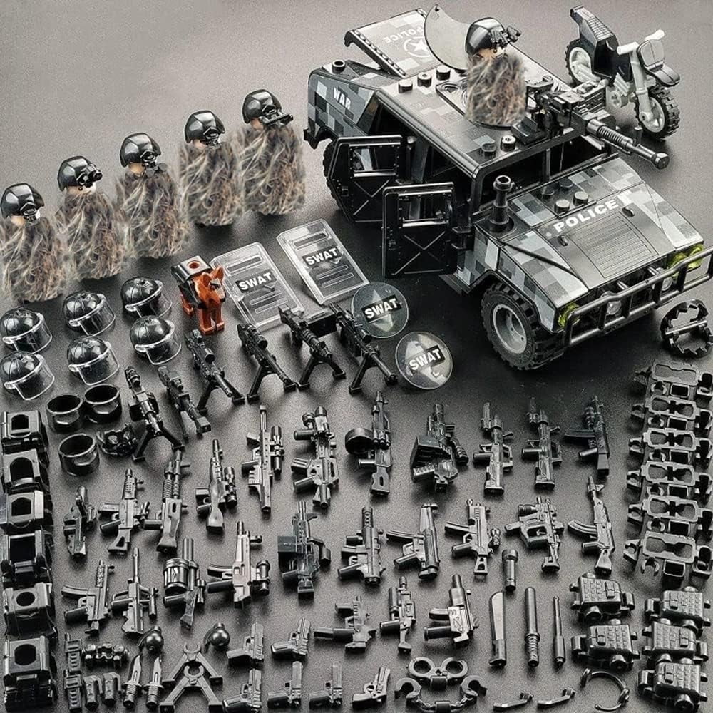 ZWVKLN Military Vehicle Building Toy SWAT Army Car Building Kits Battle Brick, Car Model with 6 Soldier Mini Figures,Building Block Toys Gifts