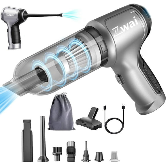 ZWai Cordless Car Vacuum Cleaner,15000PA High Suction Handheld Vacuum Cleaner, 3 in 1 Mini Wireless Air Duster Blower with Brushless Motor,Portable Vacuum Cleaner for Car, Office and Home Cleaning