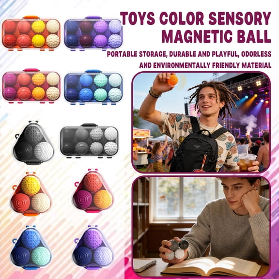 ZWenke Sensory Balls 8PackSilicone Stress Relief Toys for Adults & Teens with Autism,ADHD,Anxiety,Quiet Executive Desk Fidget Magnets for Office,Fun Textures Roller Travel Toys Gift