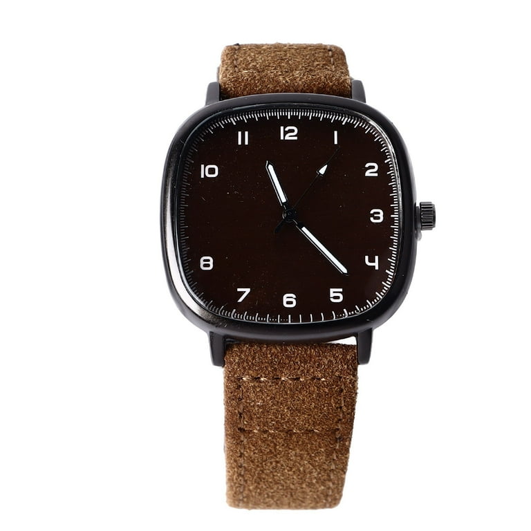 ZX Men Quartz Watch Quadrate Shaped Accurate Time PU Leather